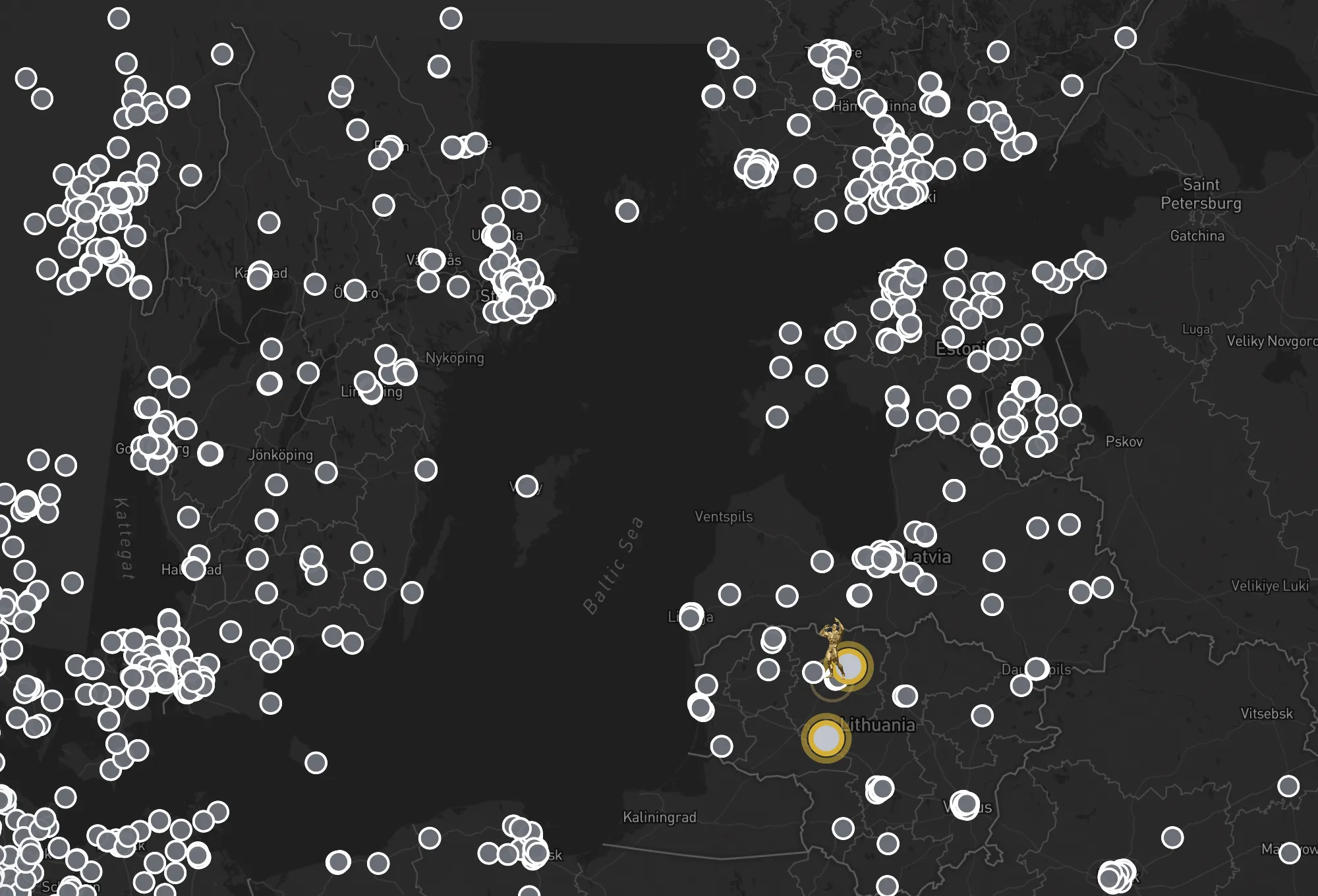 The GFV gym map over Northern Europe: certified, owner-verified and public gyms